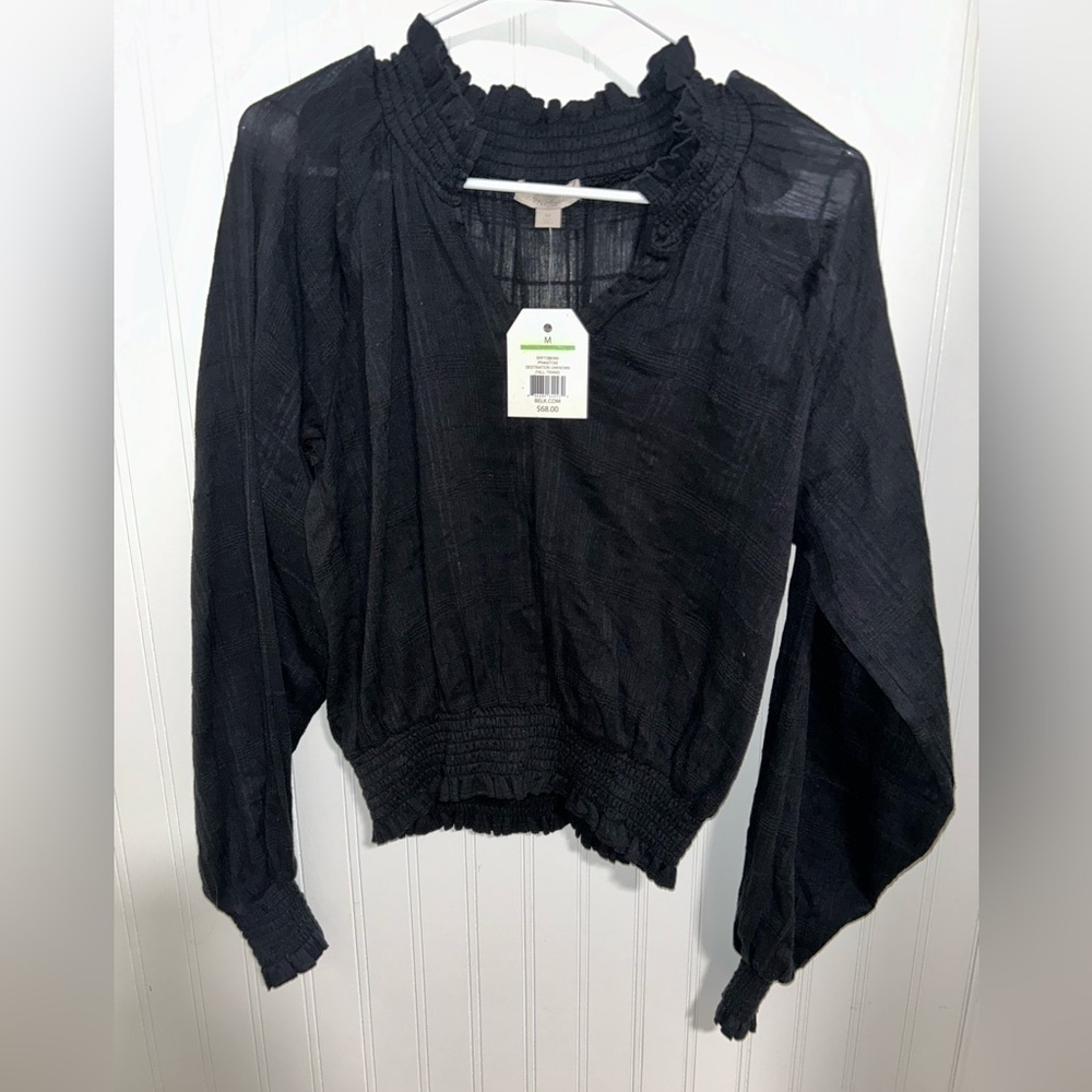 Belk Long Sleeve Black Top -‎ new with tags